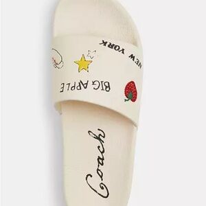 Coach Cream Sandals with Graphic Design